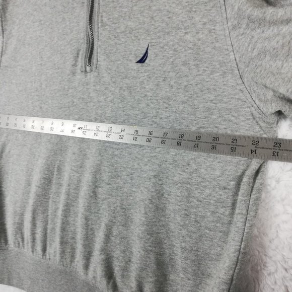 Nautica Mens Sweater 1/2 Zip Gray Heather Embroidered Logo M - Picture 7 of 12